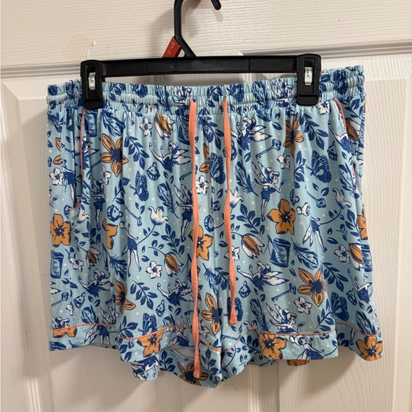 Disney tinkerbell shortie pajamas, blue with peach trim - Picture 3 of 6